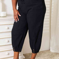 Double Take Decorative Button Cropped Pants