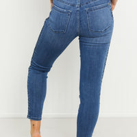 Judy Blue Stevie Full Size Mid-Rise Braided Detail Relaxed Jeans