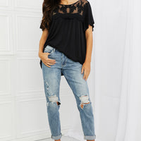 Culture Code Ready To Go Full Size Lace Embroidered Top in Black