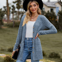 Ribbed Button-UP Cardigan with Pockets