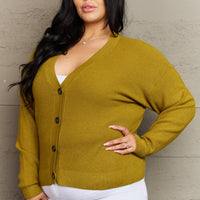 Zenana Kiss Me Tonight Full Size Button Down Cardigan in Chartreuse