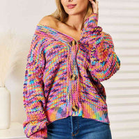 Woven Right V-Neck Long Sleeve Cardigan