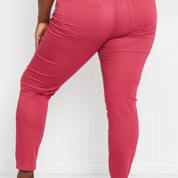 Zenana Walk the Line Full Size High Rise Skinny Jeans in Rose