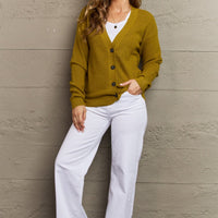 Zenana Kiss Me Tonight Full Size Button Down Cardigan in Chartreuse