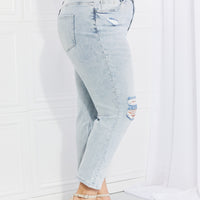 VERVET Stand Out Full Size Distressed Cropped Jeans