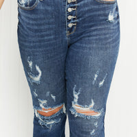 Judy Blue Ophelia Full Size Mid-Rise Destroyed Flare Jeans