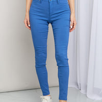 YMI Jeanswear Kate Hyper-Stretch Full Size Mid-Rise Skinny Jeans in Electric Blue