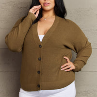 Zenana Kiss Me Tonight Full Size Button Down Cardigan in Olive