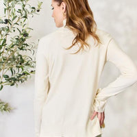 Heimish Full Size Ribbed Bow Detail Long Sleeve Turtleneck Knit Top