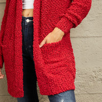 Zenana Falling For You Full Size Open Front Popcorn Cardigan