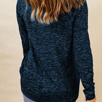 Heathered Drawstring Mock Neck Sweatshirt