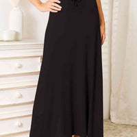 Double Take Full Size Soft Rayon Drawstring Waist Maxi Skirt Rayon