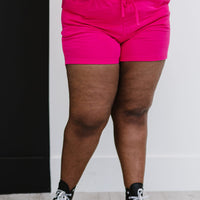 Zenana Just Chillin' Full Size Run Sweat Shorts in Pink