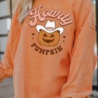 HOWDY Pumpkin Graphic Ribbed Sweatshirt