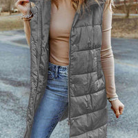 Longline Hooded Sleeveless Puffer Vest