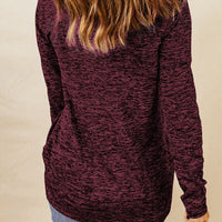 Heathered Drawstring Mock Neck Sweatshirt