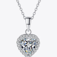 1 Carat Moissanite Heart Pendant Chain Necklace