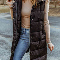 Longline Hooded Sleeveless Puffer Vest