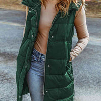 Longline Hooded Sleeveless Puffer Vest