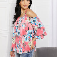 Sew In Love Full Size Fresh Take  Floral Cold-Shoulder Top