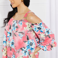 Sew In Love Full Size Fresh Take  Floral Cold-Shoulder Top