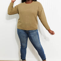 Zenana Bundled Up Full Size Round Neck Sweater