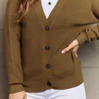 Zenana Kiss Me Tonight Full Size Button Down Cardigan in Olive