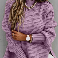 Round Neck Slit Sweater