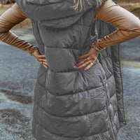 Longline Hooded Sleeveless Puffer Vest