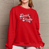 Simply Love Full Size DECK THE HALLS Graphic Sweatshirt