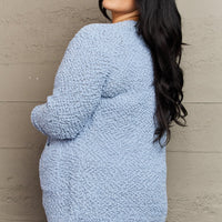 Zenana Falling For You Full Size Open Front Popcorn Cardigan