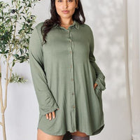 Celeste Full Size Button Down Shirt Dress