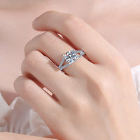 Stylish Moissanite Sterling Silver Ring