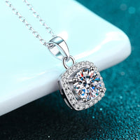 Moissanite Square Pendant Chain Necklace