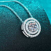 Moissanite Round Pendant Rhodium-Plated Necklace