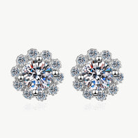 1 Carat Moissanite Floral-Shaped Stud Earrings