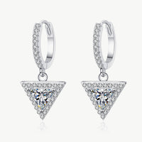 1 Carat Moissanite Triangle Drop Earrings