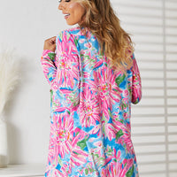 Double Take Floral Open Front Long Sleeve Cardigan