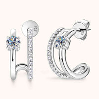 Moissanite 925 Sterling Silver C-Hoop Earrings