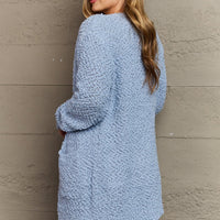 Zenana Falling For You Full Size Open Front Popcorn Cardigan