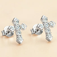 Moissanite Cross Stud Earrings