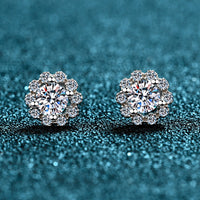 1 Carat Moissanite Floral-Shaped Stud Earrings