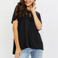 Culture Code Ready To Go Full Size Lace Embroidered Top in Black