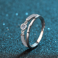 Moissanite Cutout Rhodium-Plated Ring