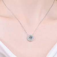 Moissanite Round Pendant Rhodium-Plated Necklace