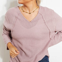 Jodifl Stay Awhile Full Size Run Waffle Knit Tee