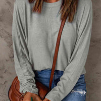 Seam Detail Round Neck Long Sleeve Top