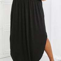 Zenana It's My Time Full Size Side Scoop Scrunch Skirt in Black