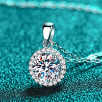 Chance to Charm 1 Carat Moissanite Round Pendant Chain Necklace