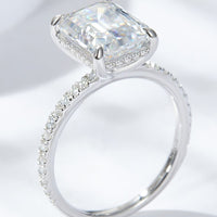 Emerald Cut 4 Carat Moissanite Side Stone Ring